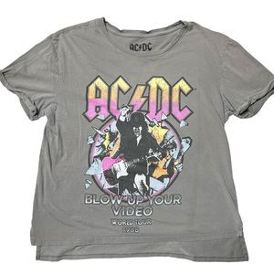 AC/DC Blow Up Your Video World Tour Graphic T-Shirt Grey Women’s Sz L